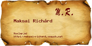 Maksai Richárd névjegykártya